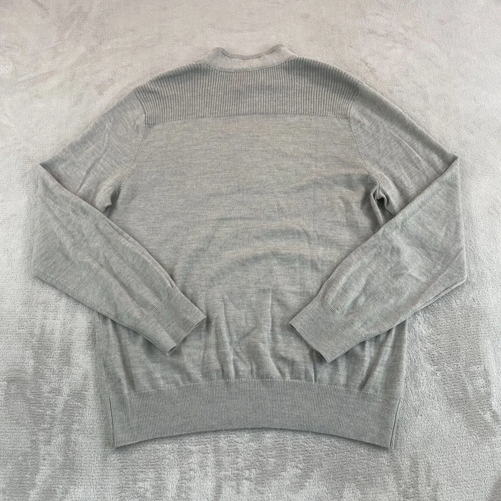 Banana‎ Republic 1/4 Zip Sweater Men Large Taupe Heather Merino Wool Blend NWOT